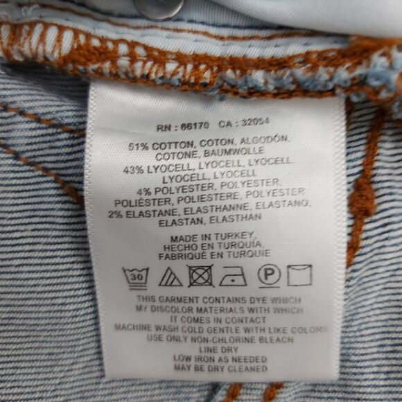 Anthropologie Pilcro Jeans Womens 29 Blue Mid-Rise Cropped Embroidered Pom Pom - Picture 10 of 12